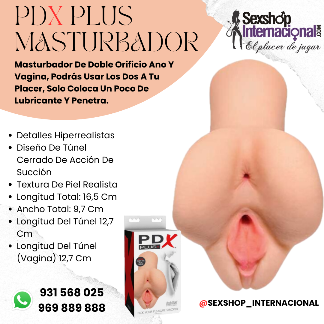 PDX PLUS MASTURBADOR DE DOBLE ORIFICIO ANO Y VAGINA SEXSHOP 931568025